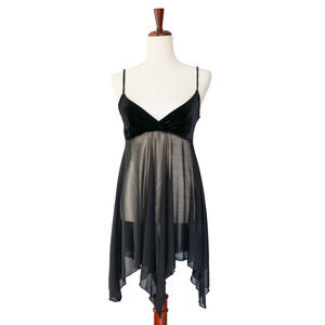VTG Y2K Tampa Velvet Sheer Asymmetric Babydoll Dress S Whimsigoth Fairy Witchy